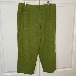 Vintage Harvé Benard by Benard Holtzman Linen Pants Womens 18 Green Cropped Boho